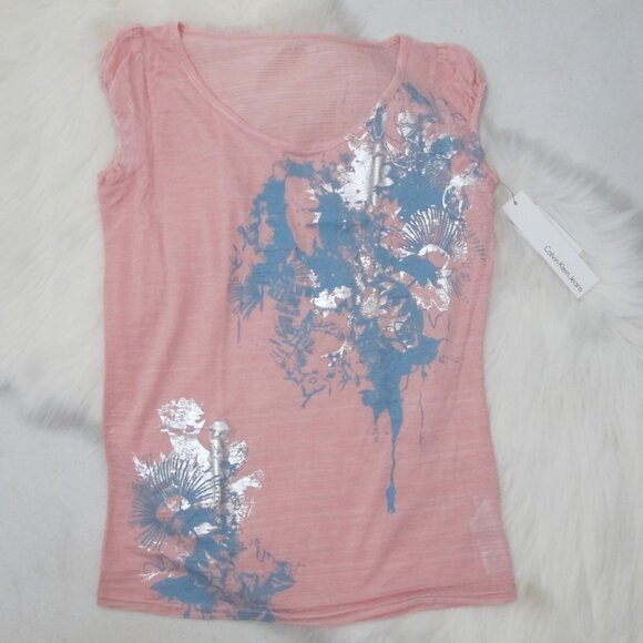 Calvin Klein | Pink Cap Sleeve w/ Metallic Silver - Picture 4 of 11